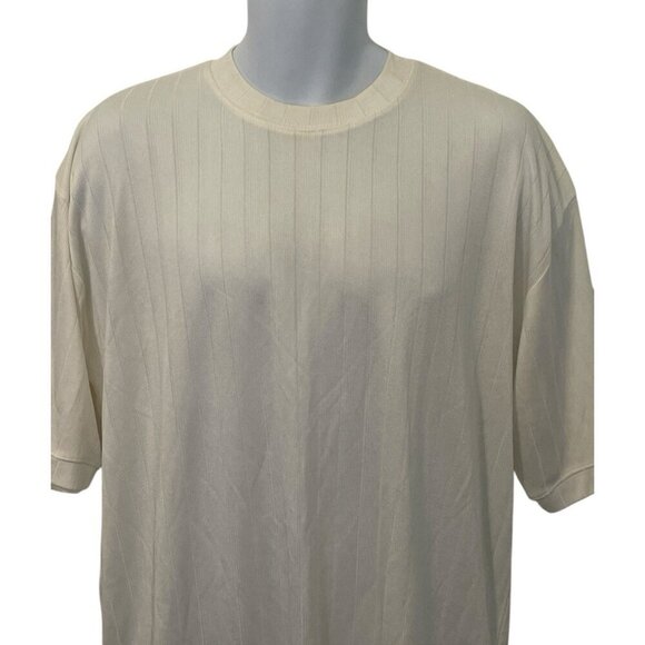 Carlo Pacini Mens Crew Neck Pullover Shirt Size M Ivory Short Sleeve - Picture 3 of 9